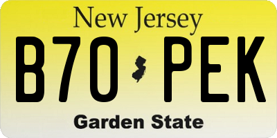 NJ license plate B70PEK