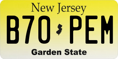 NJ license plate B70PEM