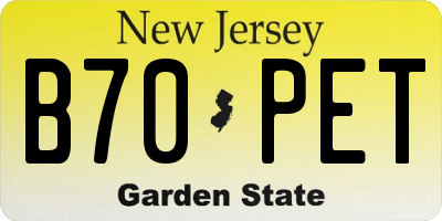 NJ license plate B70PET