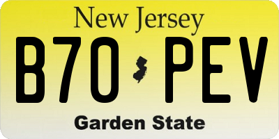 NJ license plate B70PEV