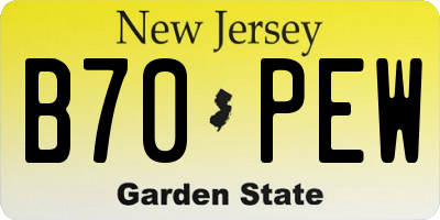 NJ license plate B70PEW