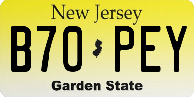NJ license plate B70PEY