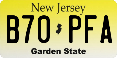 NJ license plate B70PFA