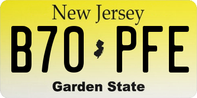 NJ license plate B70PFE