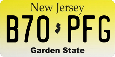 NJ license plate B70PFG