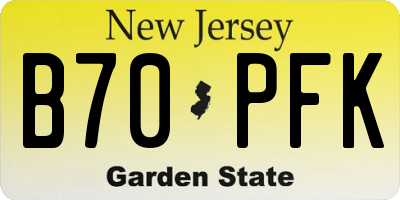 NJ license plate B70PFK