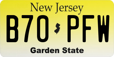NJ license plate B70PFW
