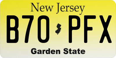NJ license plate B70PFX