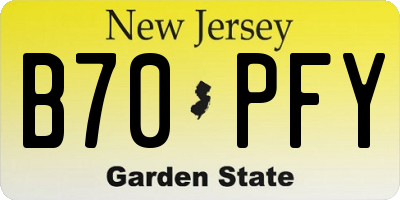NJ license plate B70PFY