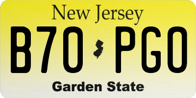 NJ license plate B70PGO