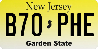 NJ license plate B70PHE
