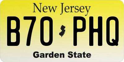 NJ license plate B70PHQ