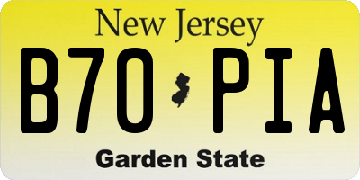 NJ license plate B70PIA