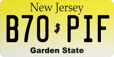 NJ license plate B70PIF