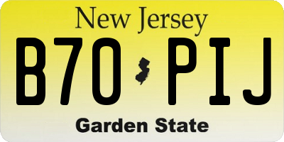 NJ license plate B70PIJ