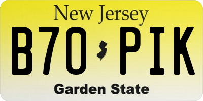 NJ license plate B70PIK