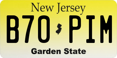 NJ license plate B70PIM