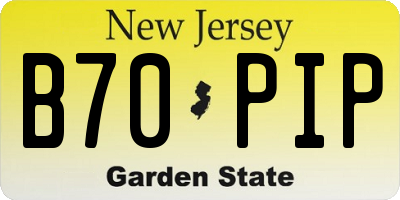 NJ license plate B70PIP