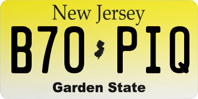 NJ license plate B70PIQ