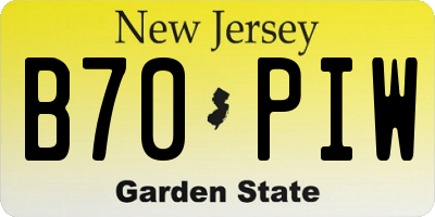 NJ license plate B70PIW