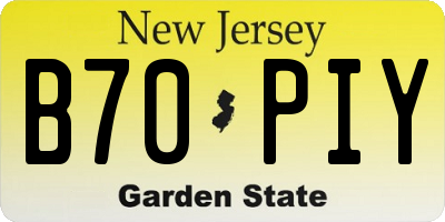 NJ license plate B70PIY