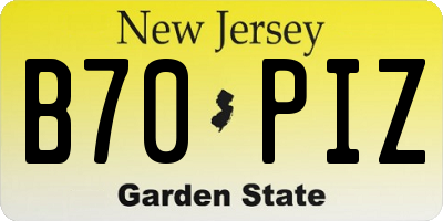NJ license plate B70PIZ