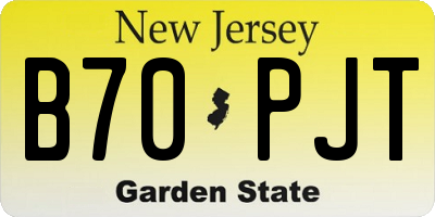 NJ license plate B70PJT