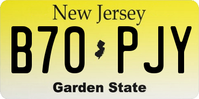NJ license plate B70PJY