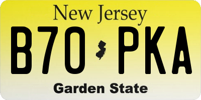 NJ license plate B70PKA