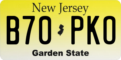 NJ license plate B70PKO