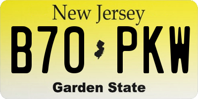 NJ license plate B70PKW