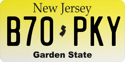 NJ license plate B70PKY