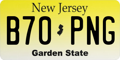 NJ license plate B70PNG