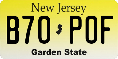NJ license plate B70POF