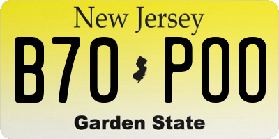 NJ license plate B70POO