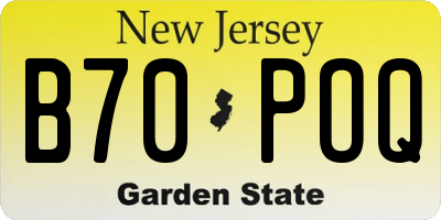 NJ license plate B70POQ