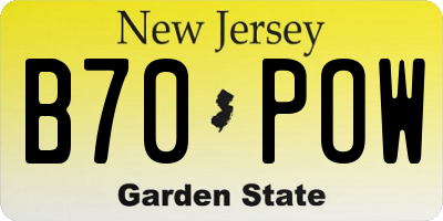 NJ license plate B70POW