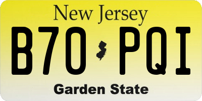 NJ license plate B70PQI