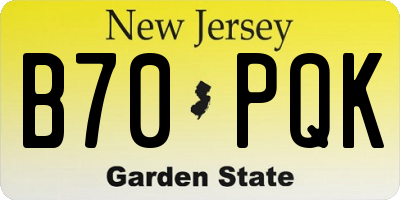 NJ license plate B70PQK