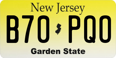 NJ license plate B70PQO