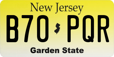 NJ license plate B70PQR