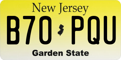 NJ license plate B70PQU