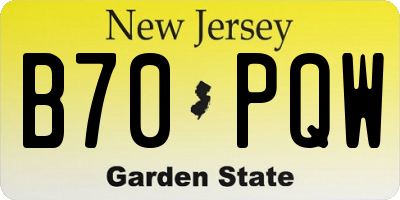 NJ license plate B70PQW