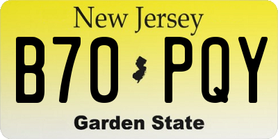 NJ license plate B70PQY