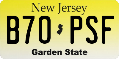 NJ license plate B70PSF