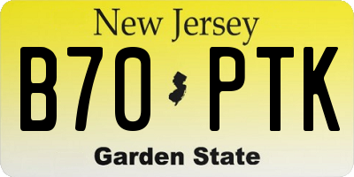 NJ license plate B70PTK