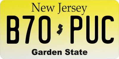 NJ license plate B70PUC