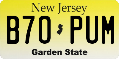 NJ license plate B70PUM