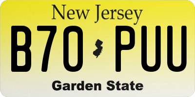 NJ license plate B70PUU