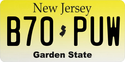 NJ license plate B70PUW